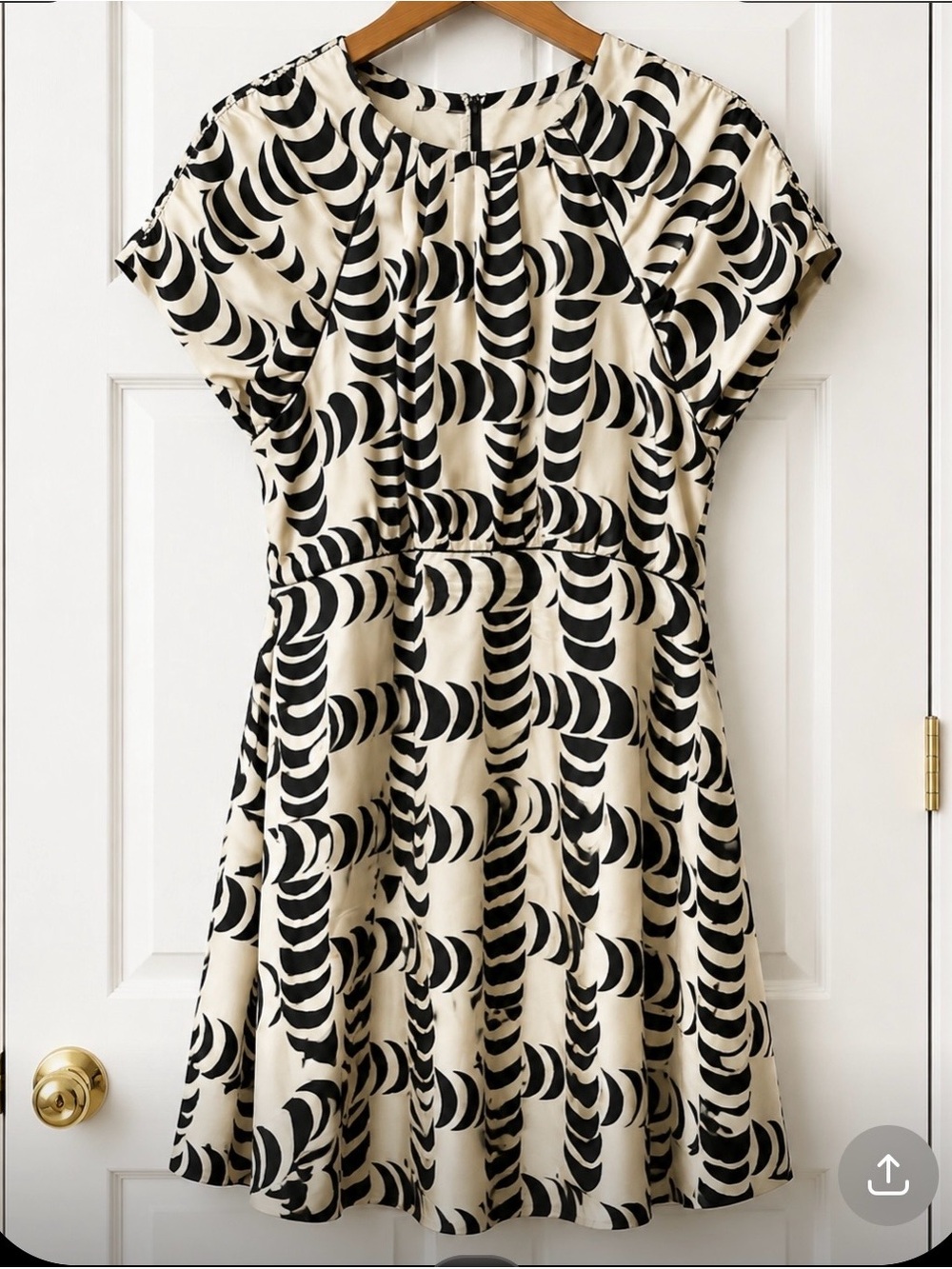Tory Burch Black & Cream Short Sleeve Printed Mini Dress